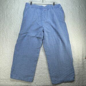 J Jill Pure Jill Pants Womens Sz Large BLue Waffle Elastic Waist Cotton Pockets